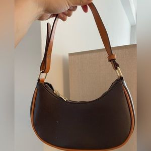 Dark brown faux leather baguette